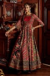 Shop_Kalista_Multi Color Viscose Silk Hand Painted Floral Ahilya Anarkali With Dupatta _at_Aza_Fashions