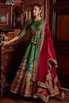 Buy_Kalista_Green Viscose Silk Hand Painted Floral Motifs Mumtaz Anarkali With Dupatta _at_Aza_Fashions