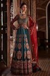 Buy_Kalista_Blue Anarkali Viscose Silk Hand Embroidered Beads And Samaira With Dupatta _at_Aza_Fashions