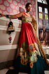 Buy_Kalista_Red Anarkali Viscose Silk Hand Embellished V Neck Adwita With Dupatta _at_Aza_Fashions