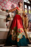 Kalista_Red Anarkali Viscose Silk Hand Embellished V Neck Adwita With Dupatta _Online_at_Aza_Fashions