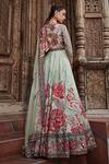 Shop_Kalista_Green Anarkali Viscose Silk, Dupatta Net Floral Pattern Ayra Print With _at_Aza_Fashions