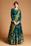 Buy_Kalista_Green Dola , 40%, Viscose 60% Round Anarkali With Draped Dupatta _at_Aza_Fashions
