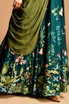 Shop_Kalista_Green Dola , 40%, Viscose 60% Round Anarkali With Draped Dupatta _Online_at_Aza_Fashions