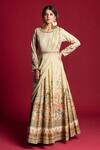 Buy_Kalista_Green Dola , 40%, Viscose 60% Round Anarkali With Draped Dupatta _at_Aza_Fashions