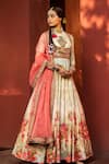 Kalista_Multi Color Anarkali Natural Silk Printed Floral Motifs Rabia With Dupatta _Online_at_Aza_Fashions