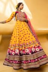 Buy_Kalista_Yellow Anarkali Natural Silk Printed Floral Motifs Round Inayat With Dupatta _at_Aza_Fashions