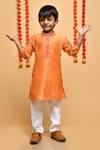 Shop APRICOTKIDS Orange , Satin Gota Patti Silk Kurta Set at Aza Fashions Shop_APRICOTKIDS_Orange , Satin Gota Patti Silk Kurta Set _at_Aza_Fashions