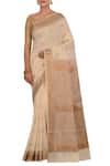 Buy_Nazaakat by Samara Singh_Off White Banarasi Silk Pure Saree_at_Aza_Fashions