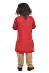 Shop APRICOTKIDS Red , Satin Embroidery Silk Kurta Set at Aza Fashions Shop_APRICOTKIDS_Red , Satin Embroidery Silk Kurta Set _at_Aza_Fashions