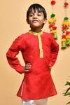 APRICOTKIDS Red , Satin Gota Patti Silk Kurta Set Online at Aza Fashions APRICOTKIDS_Red , Satin Gota Patti Silk Kurta Set _Online_at_Aza_Fashions