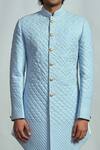 Buy_Arjuun Kilachand_Blue Cotton Quilted Sherwani _Online_at_Aza_Fashions