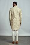 Shop_ARJUUN KILACHAND_White Raw Silk Embroidered Sherwani _at_Aza_Fashions