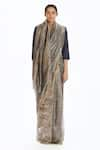 Buy_Akaaro_Silver Handwoven Silk Saree  _at_Aza_Fashions