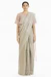 Buy_Akaaro_Green Handwoven Linen Saree  _at_Aza_Fashions