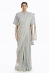 Buy_Akaaro_Multi Color Handwoven Linen Saree  _at_Aza_Fashions