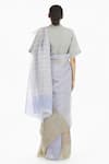 Shop_Akaaro_Blue Handwoven Linen Saree For Women_at_Aza_Fashions