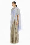 Akaaro_Blue Handwoven Linen Saree For Women_Online_at_Aza_Fashions