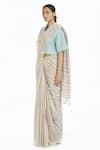 Akaaro_Multi Color Handwoven Linen Saree  _Online_at_Aza_Fashions