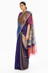 Akaaro_Purple Handwoven Cotton Saree  _Online_at_Aza_Fashions