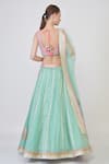 Shop_Avnni Kapur_Blue Chanderi Embroidered Mukaish V Neck Banarasi Lehenga Set  _at_Aza_Fashions