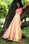 Buy_Avnni Kapur_Pink Crepe Embroidered Mirror And Phulkari Woven Lehenga & Blouse Set  _at_Aza_Fashions