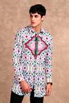 Buy_MR. Ajay Kumar_White Linen Digital Print Animal And Floral Motif Shirt _at_Aza_Fashions
