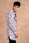 MR. Ajay Kumar_White Linen Digital Print Animal And Floral Motif Shirt _Online_at_Aza_Fashions