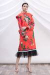 Buy_MR. Ajay Kumar_Red Cotton Floral Printed Shirt Dress _at_Aza_Fashions