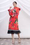 Buy_MR. Ajay Kumar_Red Cotton Floral Printed Shirt Dress _Online_at_Aza_Fashions