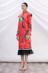 Shop_MR. Ajay Kumar_Red Cotton Floral Printed Shirt Dress _Online_at_Aza_Fashions