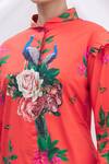 MR. Ajay Kumar_Red Cotton Floral Printed Shirt Dress _at_Aza_Fashions