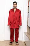 Buy_Arjuun Kilachand_Red Silk Lounge Shirt And Pant Set _at_Aza_Fashions