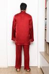 Shop_Arjuun Kilachand_Red Silk Lounge Shirt And Pant Set _at_Aza_Fashions