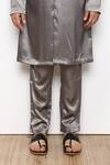 Shop_Arjuun Kilachand_Grey Satin Lounge Kurta And Pant Set _Online_at_Aza_Fashions