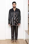Buy_Arjuun Kilachand_Black Satin Lounge Shirt And Pant Set _at_Aza_Fashions