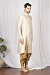 Buy_Aryavir Malhotra_Beige Dupion Silk Printed Kurta_Online_at_Aza_Fashions