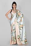 Buy_Nazaakat by Samara Singh_Multi Color Satin Printed Floral Saree_at_Aza_Fashions