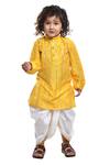 Buy_Apricotkids_Yellow , Satin Gota Patti Silk Kurta And Dhoti Pant Set _at_Aza_Fashions
