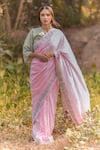 Buy_Vaani Beswal_Pink Handwoven Chanderi Embroidered Floral Motifs Alair Hand Saree _at_Aza_Fashions