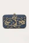 Shop Doux Amour Blue Embroidery Miebox Embellished Clutch at Aza Fashions Shop_Doux Amour_Blue Embroidery Miebox Embellished Clutch _at_Aza_Fashions