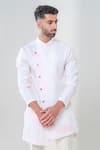 Shop_Amrit Dawani_Ivory Cotton, Silk Marble Dye Effect Kurta With Trouser _Online_at_Aza_Fashions