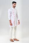 Amrit Dawani_Ivory Cotton, Silk Marble Dye Effect Kurta With Trouser _at_Aza_Fashions