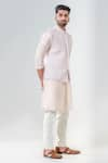 Amrit Dawani_Pink Kurta Cotton Silk Embroidery Trellis Bundi Set _Online_at_Aza_Fashions