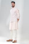 Buy_Amrit Dawani_Pink Kurta Cotton Silk Embroidery Trellis Bundi Set _Online_at_Aza_Fashions