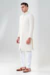 Buy_Amrit Dawani_Ivory Raw Silk Embroidered Cut Dana Geometrical Threadwork Sherwani Set _Online_at_Aza_Fashions