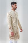 Amrit Dawani_Ivory Velvet Embroidered Cut Dana Zardozi Sherwani Set _at_Aza_Fashions