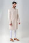 Buy_Amrit Dawani_Pink Raw Silk Embellished Geometric Sherwani Set _Online_at_Aza_Fashions