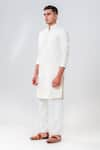 Shop_Amrit Dawani_Ivory Cotton Silk Embroidered Lakhnavi Kurta With Pant _Online_at_Aza_Fashions