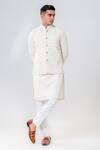 Amrit Dawani_Ivory Bundi And Kurta Embroidery Set _Online_at_Aza_Fashions